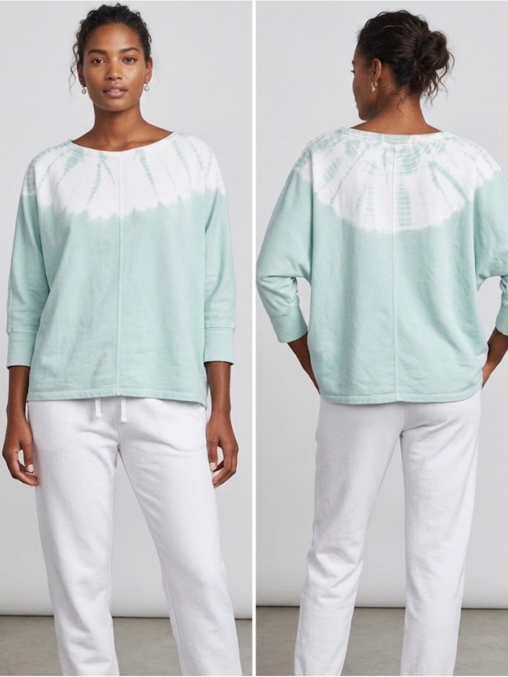 Pure Jill J.Jill Mint Green Tie Dye Organic Cotton Long Sleeve Tunic Top large P